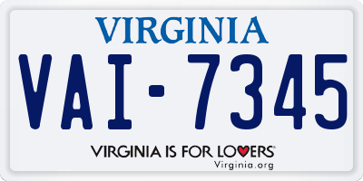 VA license plate VAI7345