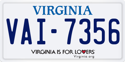 VA license plate VAI7356