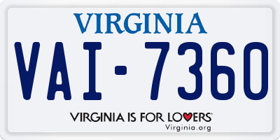 VA license plate VAI7360