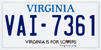 VA license plate VAI7361