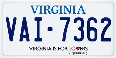 VA license plate VAI7362