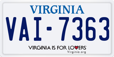 VA license plate VAI7363