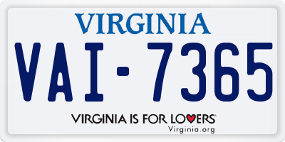 VA license plate VAI7365