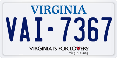 VA license plate VAI7367