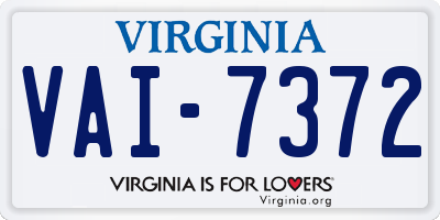 VA license plate VAI7372