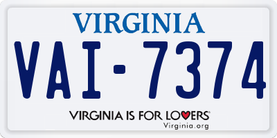 VA license plate VAI7374
