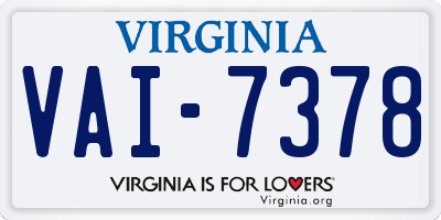 VA license plate VAI7378