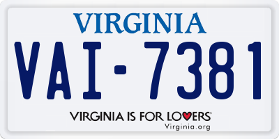 VA license plate VAI7381