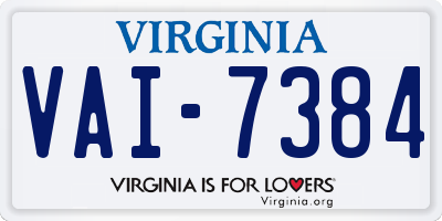 VA license plate VAI7384