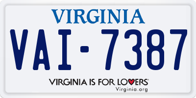VA license plate VAI7387