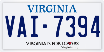 VA license plate VAI7394