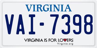 VA license plate VAI7398
