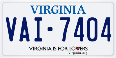VA license plate VAI7404