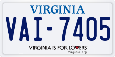 VA license plate VAI7405