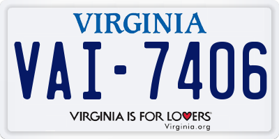 VA license plate VAI7406