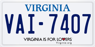 VA license plate VAI7407