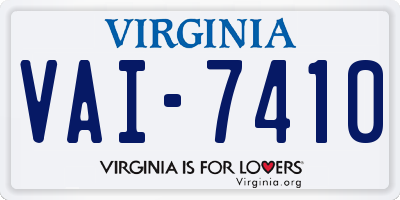 VA license plate VAI7410