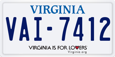VA license plate VAI7412