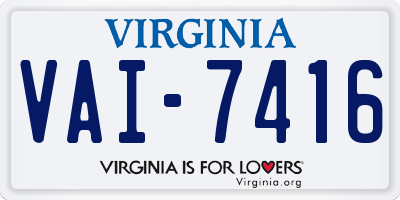 VA license plate VAI7416