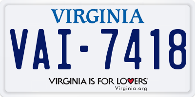 VA license plate VAI7418
