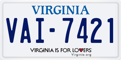VA license plate VAI7421