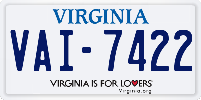 VA license plate VAI7422