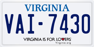 VA license plate VAI7430