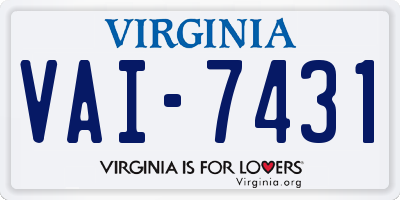 VA license plate VAI7431