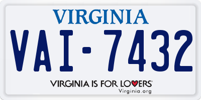 VA license plate VAI7432