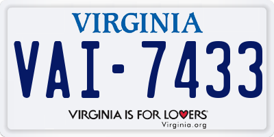 VA license plate VAI7433