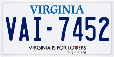 VA license plate VAI7452
