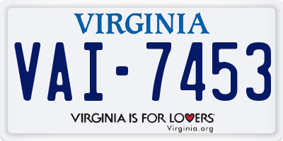 VA license plate VAI7453