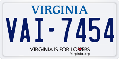 VA license plate VAI7454