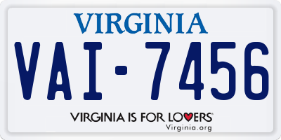 VA license plate VAI7456