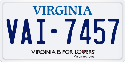 VA license plate VAI7457