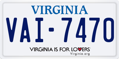 VA license plate VAI7470