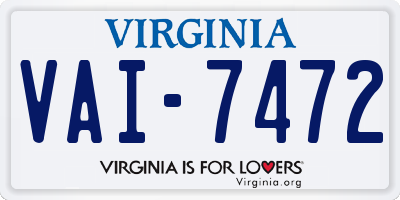 VA license plate VAI7472