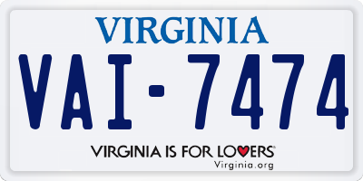 VA license plate VAI7474