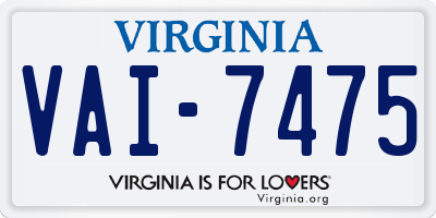 VA license plate VAI7475