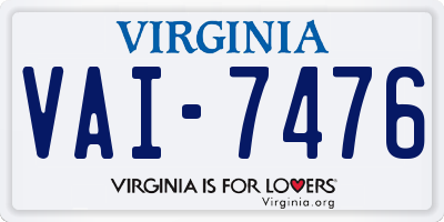 VA license plate VAI7476