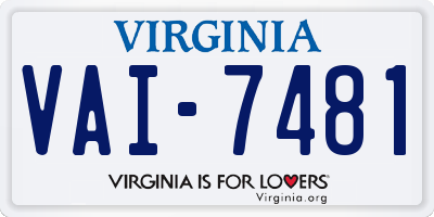 VA license plate VAI7481
