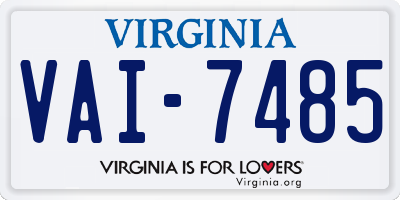 VA license plate VAI7485