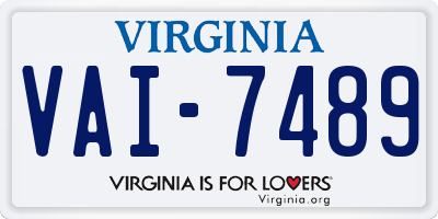 VA license plate VAI7489