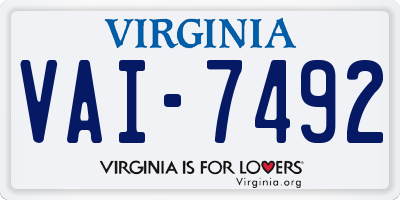 VA license plate VAI7492