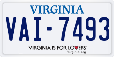 VA license plate VAI7493