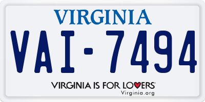 VA license plate VAI7494