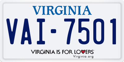 VA license plate VAI7501