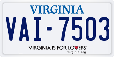 VA license plate VAI7503