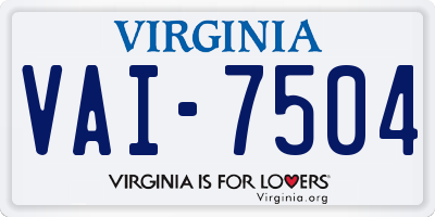 VA license plate VAI7504