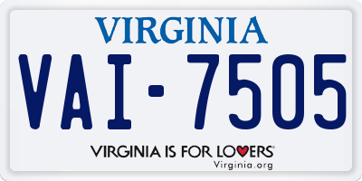 VA license plate VAI7505